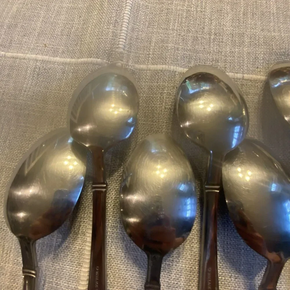 Wallace ZENITH Glossy 18/10 Stainless Flatware -- Set of 9 Oval Soup Spoons